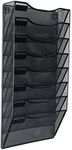 Klickpick Office 8 Sections Hanging Files Wall Mounted Metal Mesh Document File Organizer Magazine Holder Rack Organizer Racks Multipurpose Use to Display Files, Magazine, Newspapers- Black