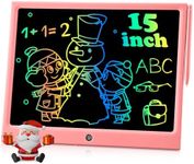 LCD Writing Tablet, 15 Inch Colorful Doodle Board Drawing Pad, Toddler Educational Toys for 3 4 5 6 7 8 Years Old Boys Girls Drawing Tablet Birthday Travel Gifts for Kids (Pink)