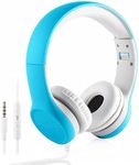 headphones for kids, Yusonic kids headphones with 85db volume limited, Audio sharing port for boys and girls. (Light Blue)