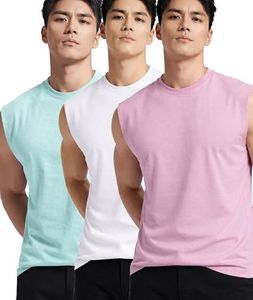 JUARI BE A GENTLEMAN Cotton Regular Fit,Sleeveless, Gym Vest for Men, Set of 3 (Multicolour) (in, Alpha, L, Regular, Mint, Onion Pink, White)