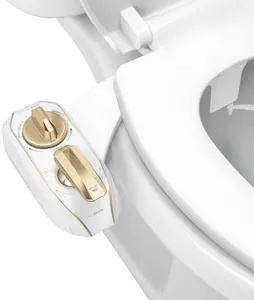 LUXE Bidet NEO 320 Plus - Patented Bidet Attachment for Toilet Seat, Innovative Hinges to Clean, Slide-in Install, Advanced 360° Self-Clean, Warm, Dual Nozzles, Feminine & Rear Wash (Gold)