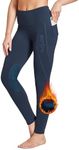 FitsT4 Sports Women's Fleece Lined Riding Breeches Winter Equestrian Pants Knee Patch Horseback Riding Tights Cell Pocket Dark Blue M