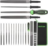 Hurricane 21 PCS Interchangeable Metal File Set,8 inch File Tool Set Include Flat/Triangle/Half-Round/Round Large Files & 12 Needle Files with Universal Quick Change Handles and Carrying Bag