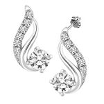 Peora American Diamond Studded Silver Plated Stud Earrings Fashion Stylish Jewellry Gift For Girls & Women (PX8E125)