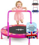 Happin 36" Mini Foldable Toddler Trampoline for Kids with Height-Adjustable Handle, Noise-Free Kids Trampoline Indoor with Super Safety Pad & Durable Steel Frame, Indoor/Outdoor