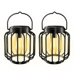 Solar Lights Outdoor Garden,Bawoo 2 Pack Metal Solar Lanterns Outdoor with Hook,Hanging Solar Garden Lights with Auto On Off IP65 Waterproof Garden Ornaments for Yard Pathway Patio(Warmwhite)