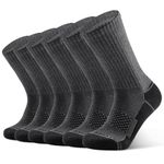 Closemate Mens Socks Grey Black Moisture Wicking Cushion Athletic Crew Socks Size 10-13 Women Cotton Calf Socks for Sport Running Hiking Basketball Work 6 Pairs(6 Grey Black, Size L)