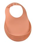 BÉABA - Silicone Baby Bib - Waterproof - Multi-Adjustable Neck Width - Flexible and Lightweight - Ultra Soft - Easy to Clean - Large drip Tray - Terracotta