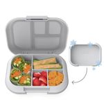 Bentgo® Kids Chill Lunch Box - Leak-Proof Bento Box with Removable Ice Pack & 4 Compartments for On-the-Go Meals - Microwave & Dishwasher Safe, Patented Design, 2-Year Warranty (Gray)