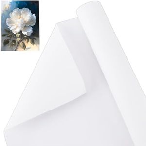 OLYCRAFT Rollo de Lona Blanca de 37.3cm X 5m Lona de Algodón con Doble Imprimación Rollo de Lona de Algodón de 0.3mm de Grosor para Proyectos de Arte de Pintura Al Óleo Y Acrílica
