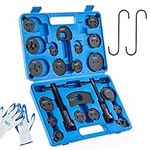 OMT Brake Caliper Wind Back Tool Kit, 24pc Brake Caliper Compression Tool Set with Thrust Bolt Assemblies Retaining Plates Caliper Hangers 18 Disc Adapters, Brake Caliper Tool, Blue Case