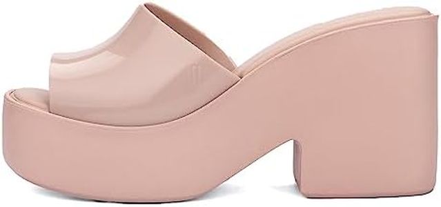 Melissa Posh Slip-On Platform Jelly Heels for Women - Cushioned, Stylish and Comfortable Chunky Platform Slip-On Mules with Jelly Upper and Open Toe Design, Vegan, Light Pink, 8