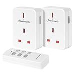 DEWENWILS Remote Controlled Plugs, 13A/3120W Heavy Duty Wireless Light Switch, 30m/100ft Long Range, Programmable, CE and RoHS Listed, 2 Pack Sockets and 1 Remote