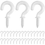 ‎Drado 30 Pcs 1/2" Ceiling Hooks, Mug Cup Hooks, Heavy Duty Screw-in Cup Hooks for Bathroom Kitchen Wall Ceiling Hanging(White)