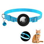 Tobfit Airtag Cat Collar Breakaway, Adjustable Reflective Kitten Cat Collar with Apple AirTag Holder and Bell for Cats and Puppies -Blue Footprints