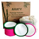 AXATY 3-Layers 20 Reusable Makeup Remover Pads-Organic Bamboo Cotton Pads Eco-Friendly Reusable Face Pads Makeup Remover for All Skin Types with Cotton Draw String Laundry Bag (8CM)