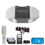 Chamberlain Abridor inteligente puerta de cochera B2405, control smartphone myQ, ultra silencioso, fuerte transmisión por correa, teclado inalámbrico incluido garage door opener, white, No hay talla