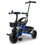 Baybee Actro Pro Baby Tricycle for Kids, Smart Plug & Play Kids Cycle with Parental Push Handle, Bell, Storage Baskets & Belt | Kids Tricycle Trike | Baby Cycle for Kids 2 to 5 Years Boy Girl (Blue)