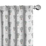 Ambesonne Nursery Window Curtains, Hot Air Balloons Flying Through The Sky with Birds, Lightweight Decorative Panels Set of 2 with Rod Pocket, 56" x 63", Multicolor