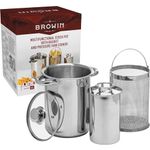 BROWIN Stainless Steel Kit : 4L Pasta/Asparagus Pot + 1.5kg Ham Cooker 313515 | Press for Making Healthy Homemade Meats | Steamer Cooker with Basket and Lid