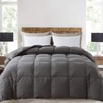 Decroom 100% Cotton Quilted Down Comforter- Goose Duck Down Feather Filling Duvet Insert- All Season or Stand-Alone Comforter - Grey King(106x90)