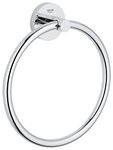 GROHE Start QuickFix Towel Ring (Metal, Concealed Fastening, Including Screws and Dowels, Extra Easy to Fit with GROHE QuickGlue), Size 200 mm, Chrome, 41174000