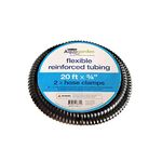 Aquagarden Flexible Reinforced Pond Tubing, 20ft x 3/4” Internal Diameter, Smooth-bore PVC Pond Tubing, Includes 2 Stainless Steel Hose Clamps, Corrugated, Tough and Strong Tubing,