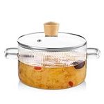 Glass Simmer Pot for Stove Potpourri - 1500ml Clear Glass Saucepan Glass Cooking Pot with Lid, Non-Stick Cooking Stockpot for Ramen,Soup