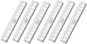 KULED Cabinet LED Light, Motion Sensing Battery Operated DIY Stick-on Anywhere Portable 10-led Wireless Night Light Stairs Step Bar with Magnetic Strip for Cabinet, Under Cabinet, Drawer, 6pack