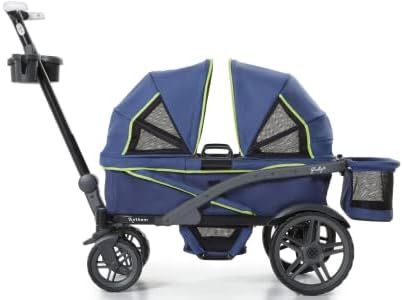 Gladly Family Anthem2 2-Seat All-Terrain Wagon Stroller with Easy Push and Pull, Removable XL Canopies, and Sturdy, Safe Folding for Storage and Transport, Neon Indigo