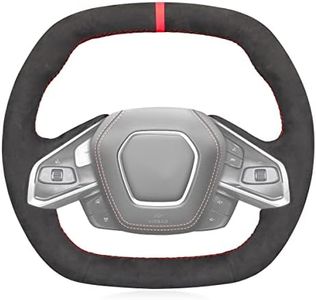 MEWANT Dark Gray Hand Sew Car Steering Wheel Cover for Chevrolet Corvette (C8) 2020-2022 / Stingray / Z06