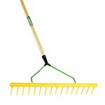 PDL – Pegdev - Carters, Professional 16-Tooth Landscaping Polypropylene Rake with Hardwood Handle – Heavy Duty Design for Daily Use in Tough Environments