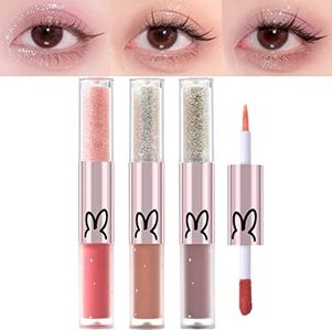 Erinde [3PCS] Liquid Glitter Matte Eyeshadow, Liquid Glitter Eyeliner and Matte Cream Eyeshadow 2 in 1, Quick Drying, Easy to Apply, Long Lasting Korean Shimmer Matte Eyeshadow Eye Makeup