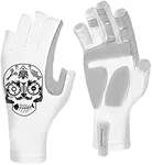 Riverruns Fishing Gloves UPF 50+ Sun Gloves UV Protection Men Women for Outdoor, Kayaking, Rowing, Hiking, Cycling, Driving(White Skull, S)