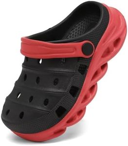 Nedaan Toddler Kids Clogs Slip on Slide Sandals Slippers for Beach Pool Garden Black/Red