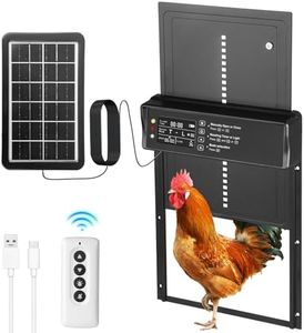 Gxpjycfob Porte Poulailler Automatique Solaire, Trappe Solaire pour Poulailler Aluminium avec Affichage LED, Télécommande, Minuterie, Porte Automatique Poulailler avec Capteur de Lumière Noir