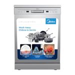 Midea 13 Place Settings Free Standing silver Dishwasher | 7 Wash Programs | LED Display | Power Wash | Wi-Fi Enabled with Midea SmartHome App | Self cleaning function | FMDWPF1301F(SS)-WG