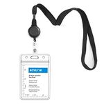 KEYLION Cruise Lanyard with ID Holder Sets (Black,2 Pack)- Flat ID Lanyard with Retractable Badge Reel & Heavy Duty Clear Vertical ID Card Name Badge Holder