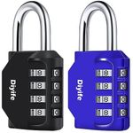 Combination Padlock, [2 Pack] Diyife 4 Digit Locker Lock Weatherproof Lock Outdoor Combination Lock for School Gym Locker,Toolbox, Fence, Hasp, Cabinet(Black & Blue)