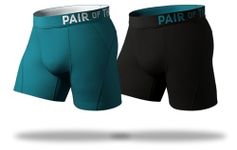 Pair of Thieves Sport Boxer Brief 2 Pack, Black/Turquoise, Large