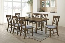 Kings Brand Furniture - 9 Piece Howell Wood Dining Room Set. Table & 8 Chairs, Brown/Blue