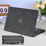 Funut Case for MacBook Pro 14 inch Case 2024 2023-2021 Release M3 A2918 A2992 M2 A2779 M1 A2442 Pro Max, Glitter Leather Hard Shell Cover with Keyboard Cover for MacBook Pro 14",Shiny Gray