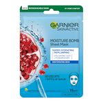 Garnier Moisture Bomb Pomegranate and Hyaluronic Acid Sheet Mask, Super Hydrating & Replumping Face Mask, For Dehydrated Skin, Vegan Tissue Mask, 28g