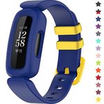 TopPerfekt Bands Compatible with Fitbit Ace 3 for Kids, Soft Silicone Waterproof Bracelet Accessories Sports Watch Strap Replacement for Fitbit Ace 3 Boys Girls (Blue/Yellow Fastener Ring)