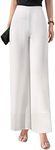 Double Plus Open Womens High Waist Evening Palazzo Dressy Pants Elastic Waist Trousers White Regular 0