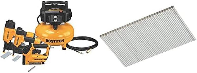 BOSTITCH 3-Tool Nailer and Compressor Combo Kit + 2-Inch by 16 Gauge Bright Finish Nail (BTFP3KIT-CA)