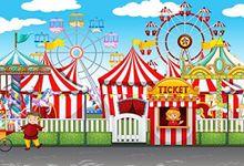 Yeele 10x8ft Fairground Photo Backdrop Cartoon Circus Carnival Playground Carousel Ferris Wheel Ticket Amusement Park Background for Photography Kids Girl Boy Baby Portrait Booth Shoot Studio Props