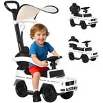 Aosom Mercedes-Benz G350 Licensed Push Car, 3-in-1 Toddler Car Stroller Sliding Car, Baby Walker Foot to Floor Slider with Horn, Steering, Foot Rest, Seat Storage, White