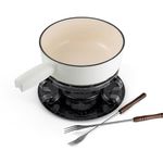Swissmar Lugano Cast Iron Cheese Fondue Set, 9-Piece, 2 QT / 2 L - Ideal for Melting Cheese, Chocolates, Caramel, & More - Perfect for Kitchen Collection & Gift Giving - Matte White