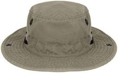 Tilley Mens Womens Enzyme Washed Guaranteed for Life Sun Protection Water Repellent T3 Wanderer Hat (Khaki, 7 3/8)